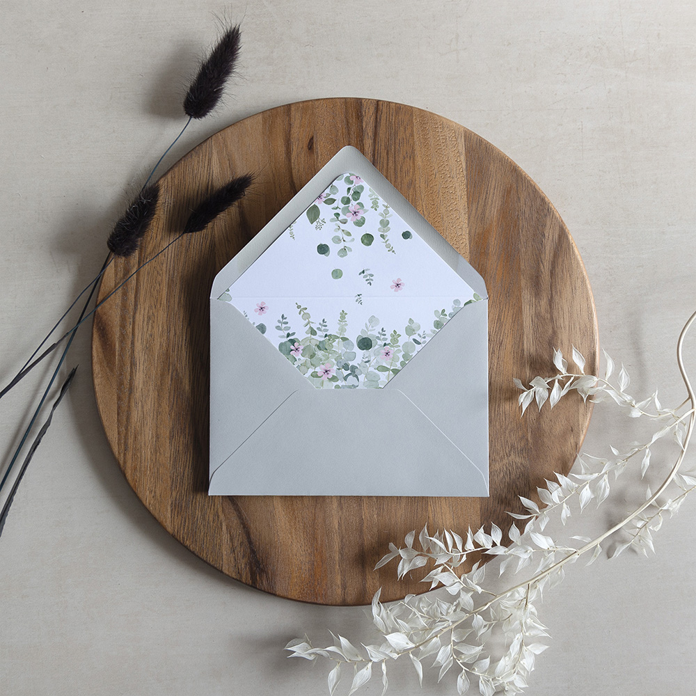 'Floral Classic Eucalyptus CE16' Printed Envelope Liner with Envelope