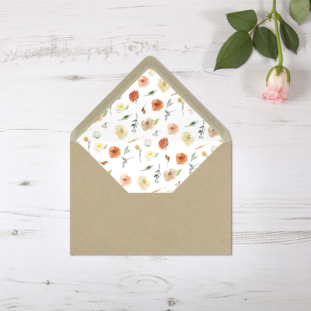 'Dahlia Rose Multi' Printed Envelope Liner Sample with Envelope