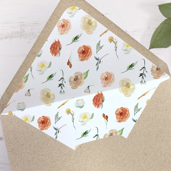 'Dahlia Rose Multi' Printed Envelope Liner with Envelope