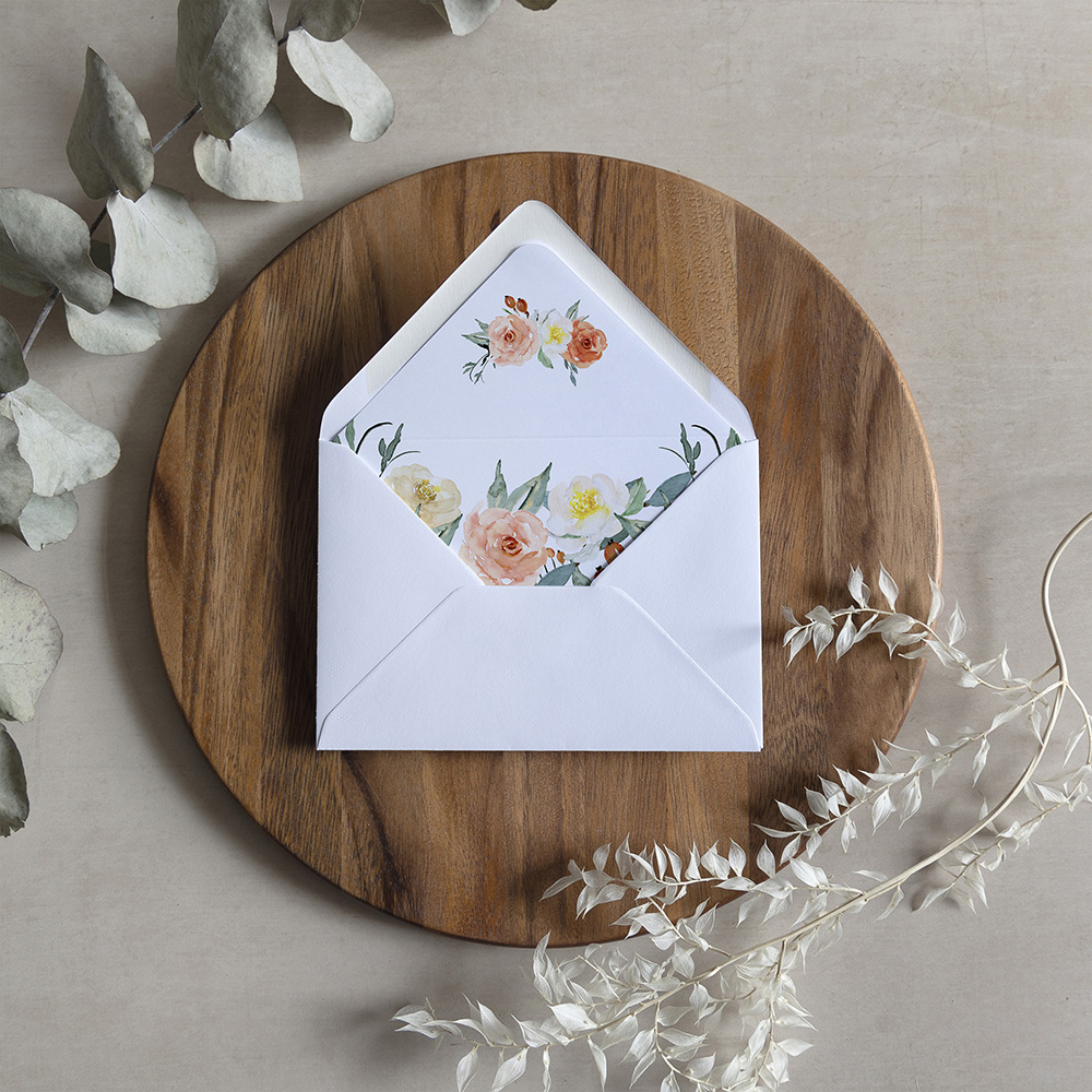 'Dahlia Rose' Printed Envelope Liner with Envelope