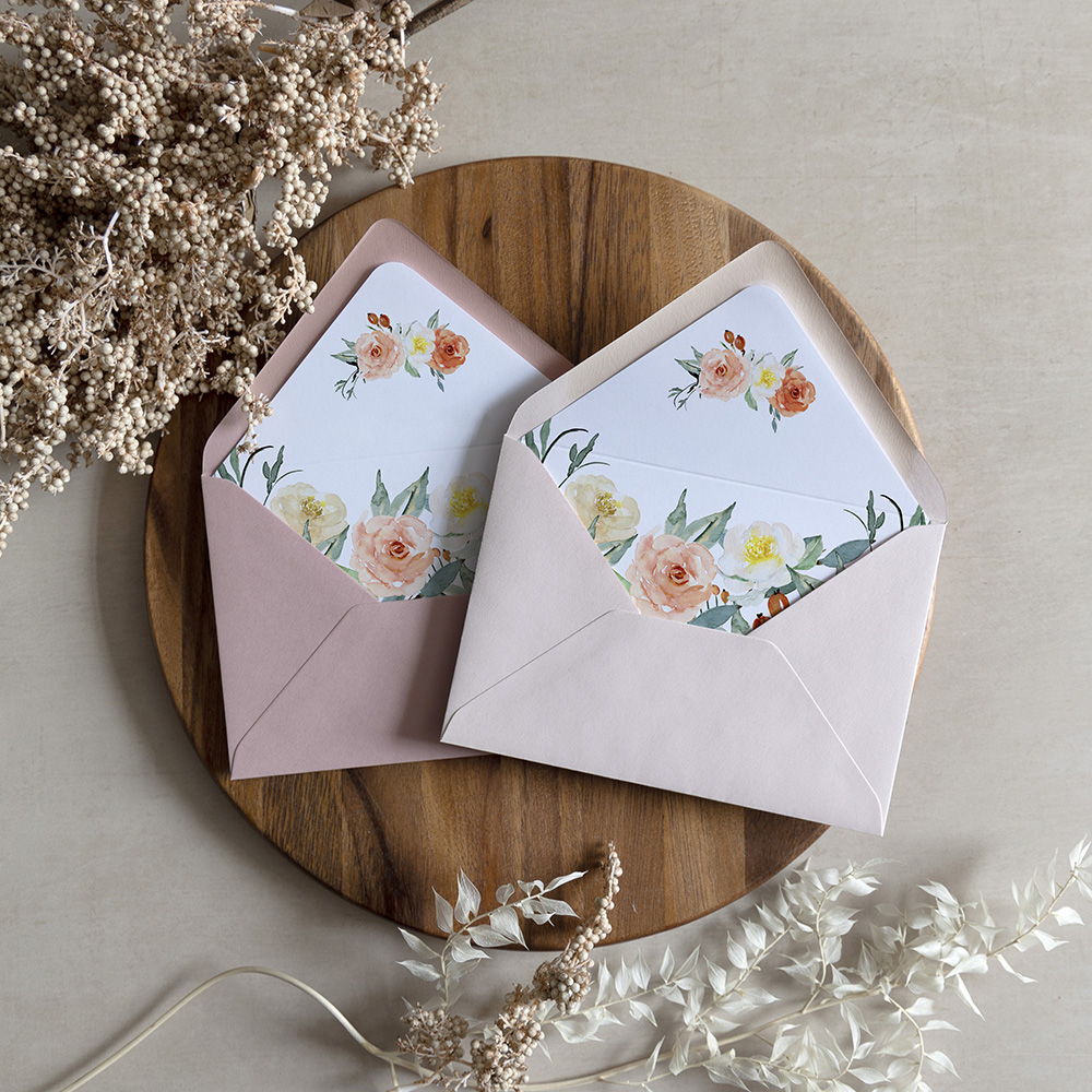 'Dahlia Rose' Printed Envelope Liner with Envelope