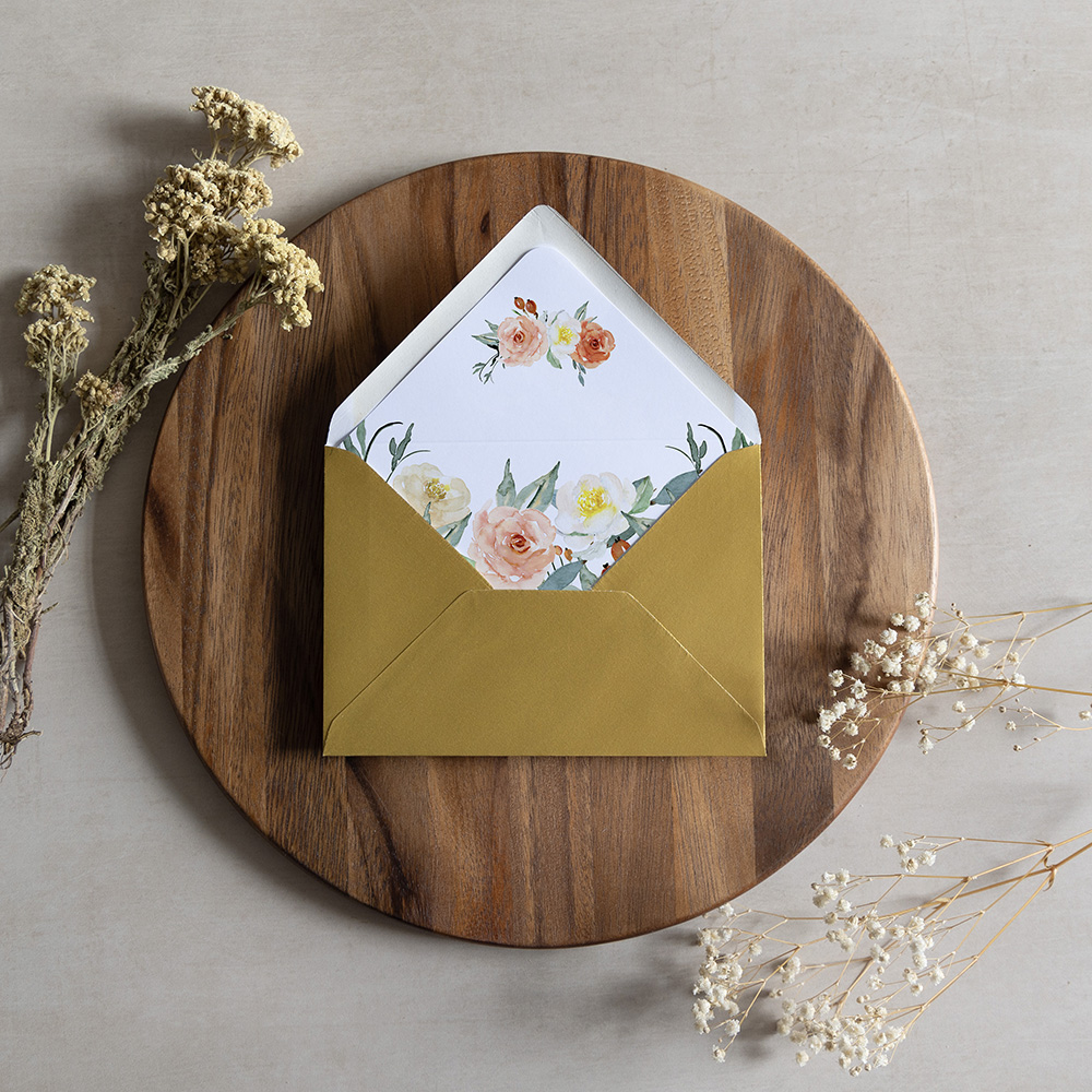 'Dahlia Rose' Printed Envelope Liner with Envelope