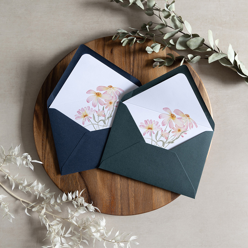 'Daisy Pink' Printed Envelope Liner with Envelope