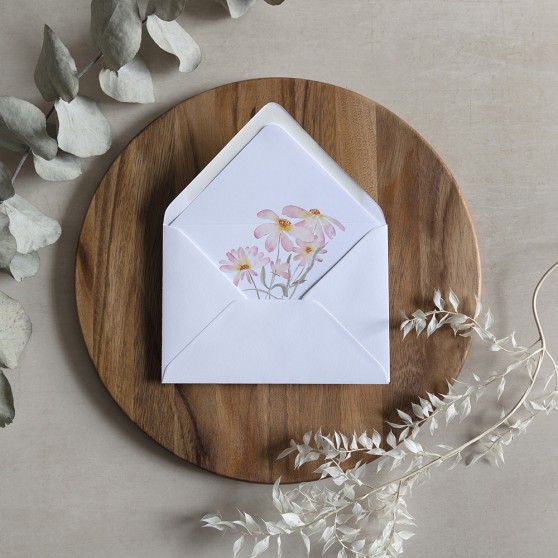 'Daisy Pink' Printed Envelope Liner with Envelope