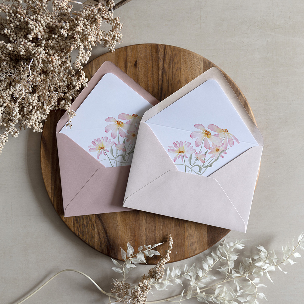 'Daisy Pink' Printed Envelope Liner with Envelope