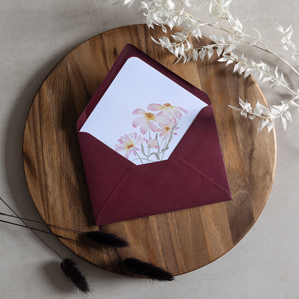 'Daisy Pink' Printed Envelope Liner with Envelope
