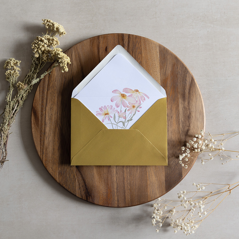 'Daisy Pink' Printed Envelope Liner with Envelope