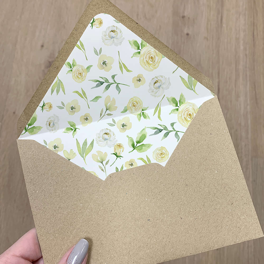 'Daphne' Printed Envelope Liner Sample with Envelope