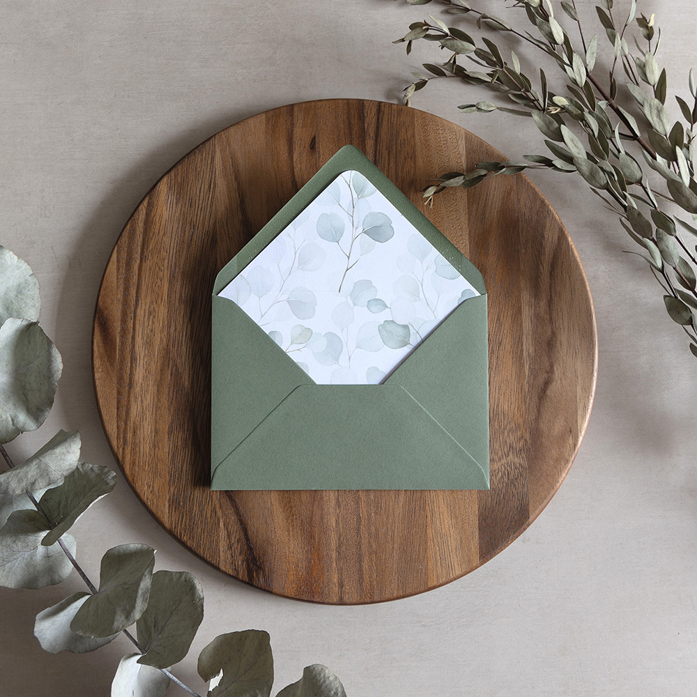 'DE12 Dreamy Eucalyptus' Printed Envelope Liner with Envelope