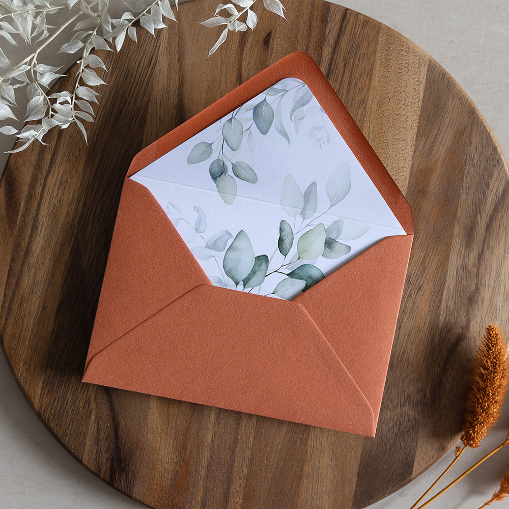 'DE10 Dreamy Eucalyptus' Printed Envelope Liner Sample with Envelope