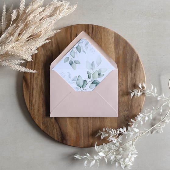 'DE10 Dreamy Eucalyptus' Printed Envelope Liner Sample with Envelope