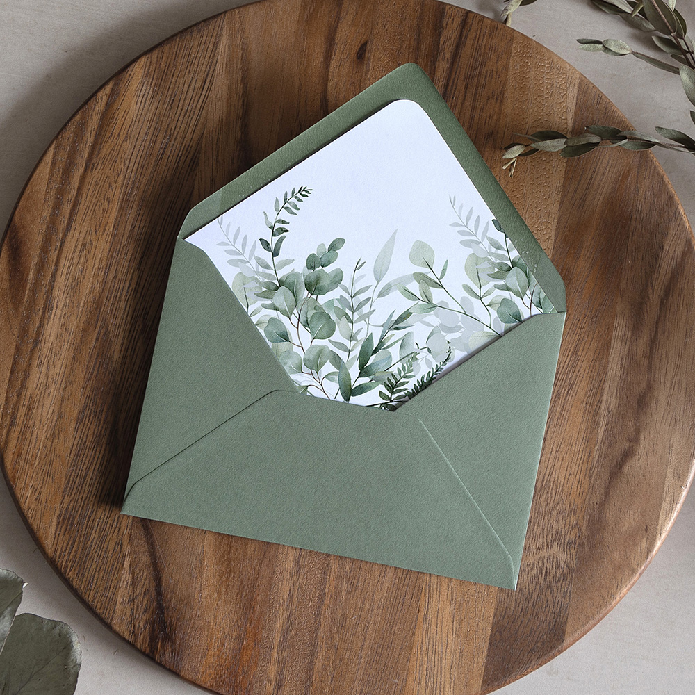 'Enchanting Eucalyptus EE03' Pocketfold Wedding Invitation