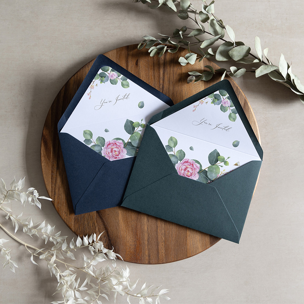 'Eucalyptus Blush' Printed Envelope Liner with Envelope