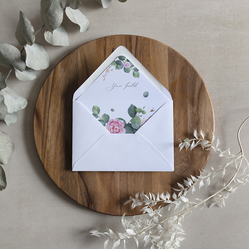 'Eucalyptus Blush' Printed Envelope Liner with Envelope
