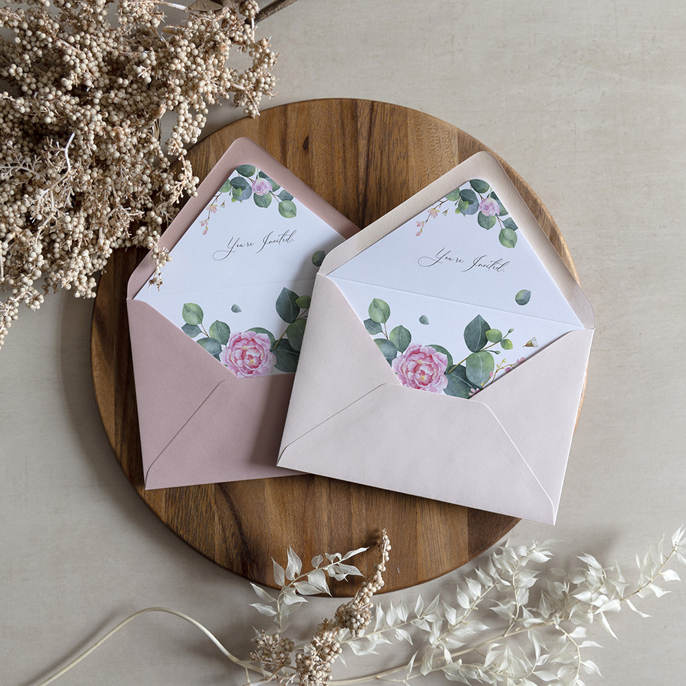 'Eucalyptus Blush' Printed Envelope Liner with Envelope
