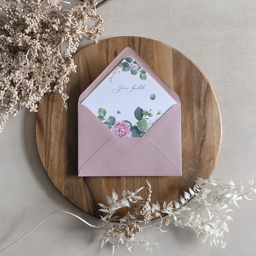'Eucalyptus Blush' Printed Envelope Liner with Envelope