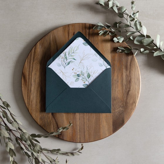 'Green & Gold Eucalyptus' Printed Envelope Liner