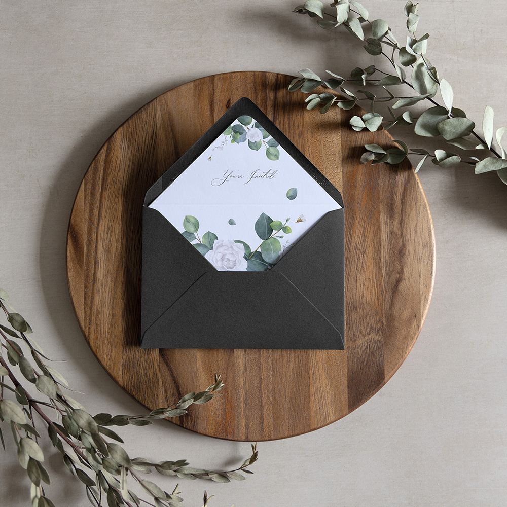 'Eucalyptus White' Printed Envelope Liner with Envelope