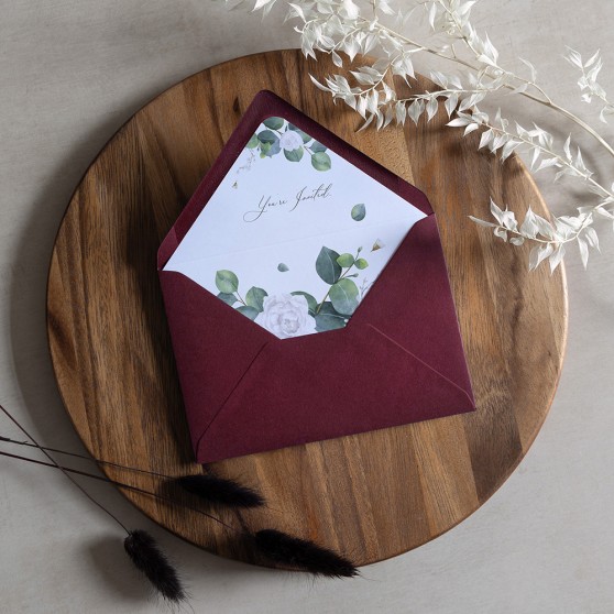 'Eucalyptus White' Printed Envelope Liner with Envelope