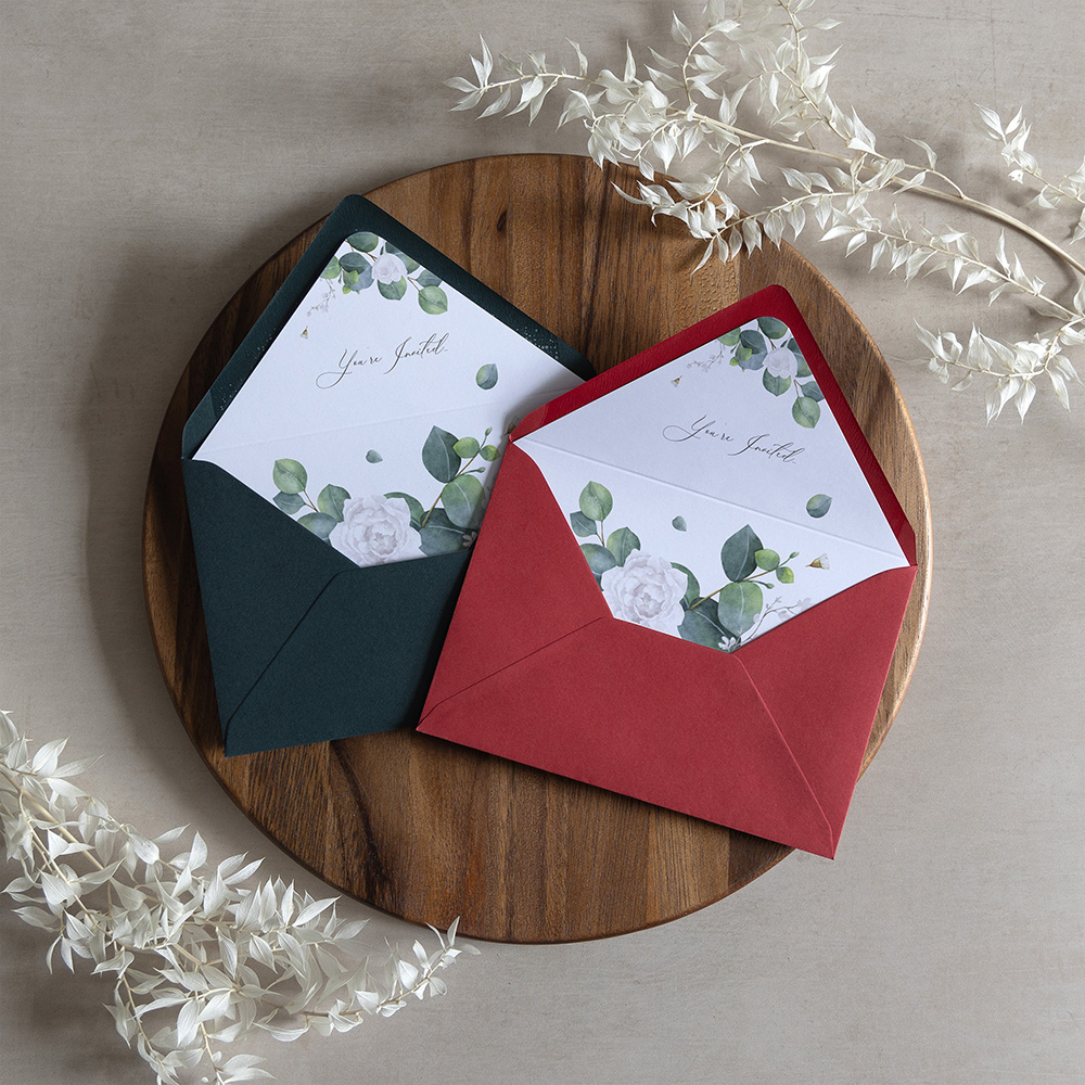 'Eucalyptus White' Printed Envelope Liner with Envelope