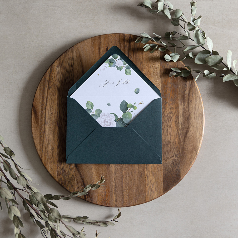 'Eucalyptus White' Printed Envelope Liner with Envelope