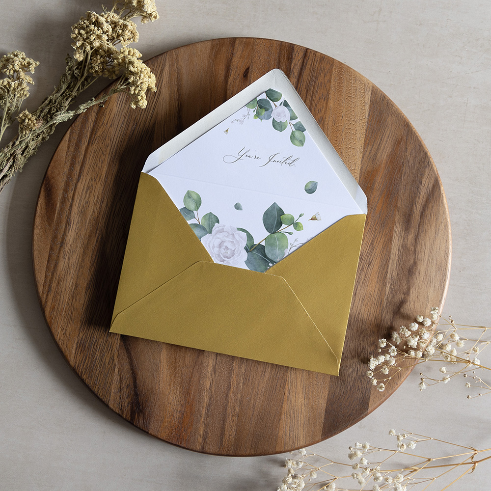 'Eucalyptus White' Printed Envelope Liner with Envelope