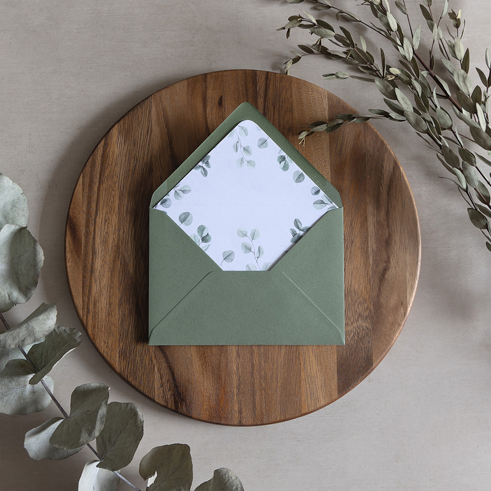 'Eucalyptus' Printed Envelope Liner with Envelope