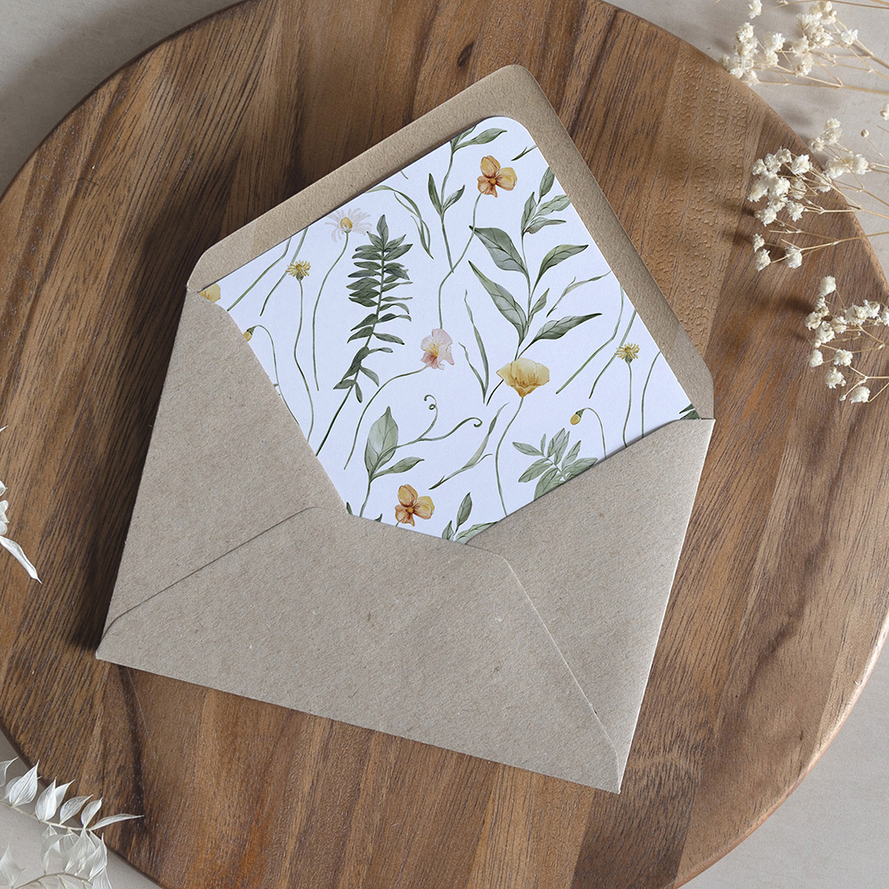 'Golden Meadow' Printed Envelope Liner with Envelope