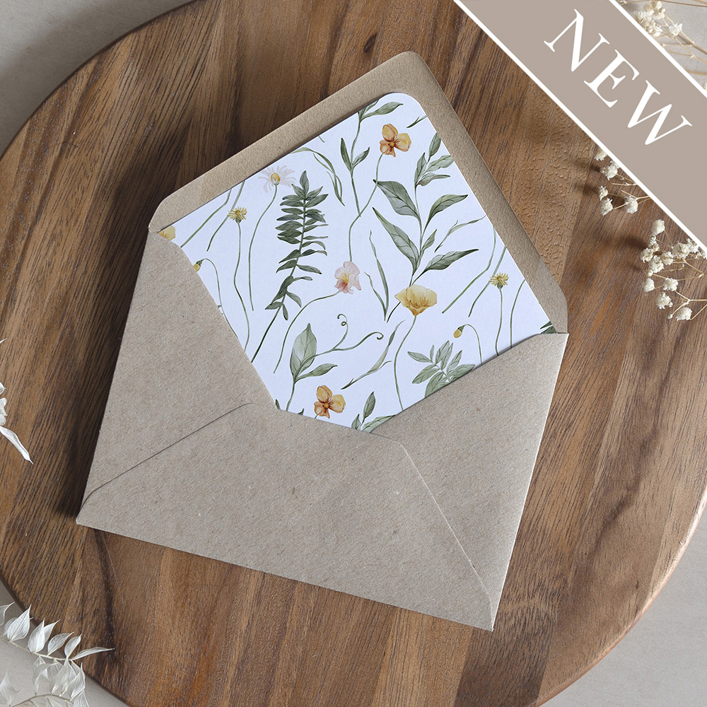 'Golden Meadow' Printed Envelope Liner with Envelope