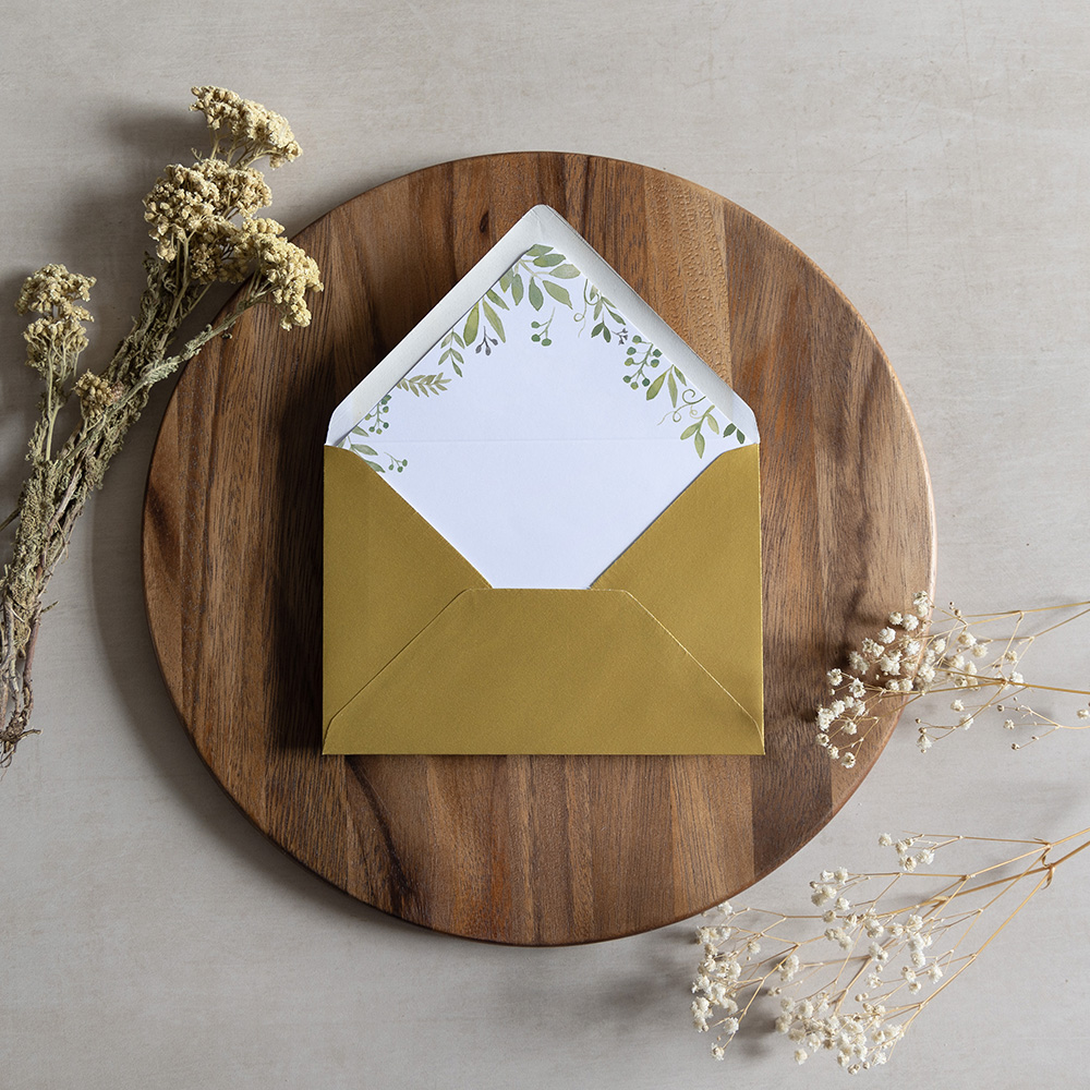 'Green Floral Watercolour' Printed Envelope Liner with Envelope