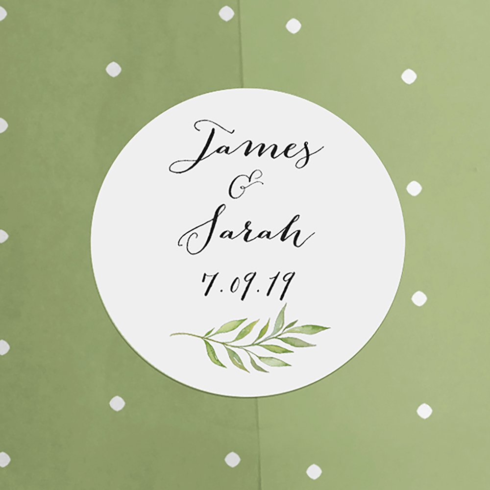 'Green Leaf' Hole-punched Save the Date Sample