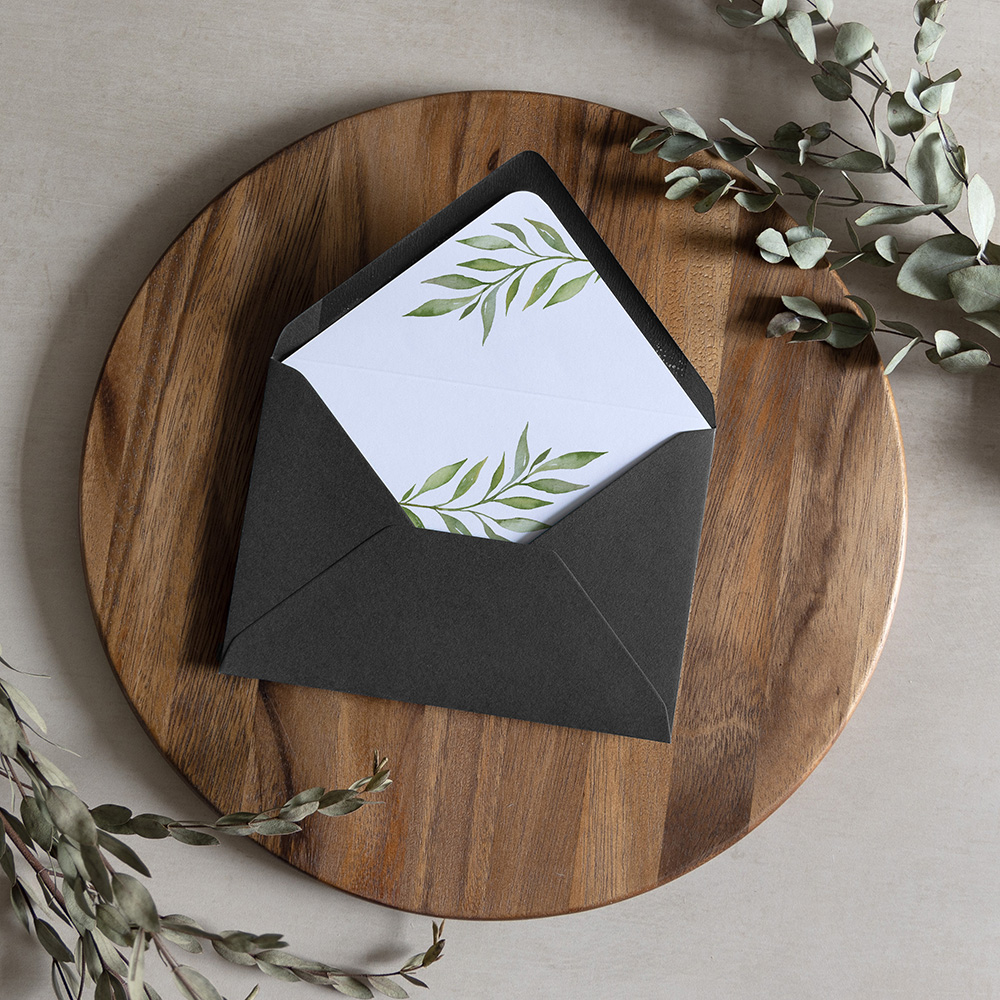 'Green Leaf' Printed Envelope Liner with Envelope