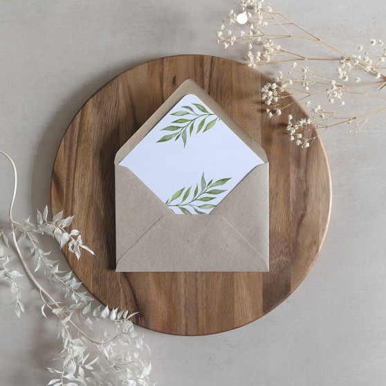 'Green Leaf' Printed Envelope Liner Sample with Envelope