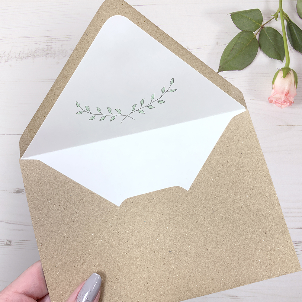 'Green Plant' Hole-punched Wedding Invitation