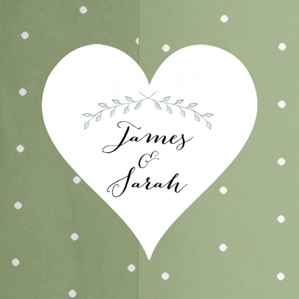 'Green Plant' Hole-punched Wedding Invitation Sample