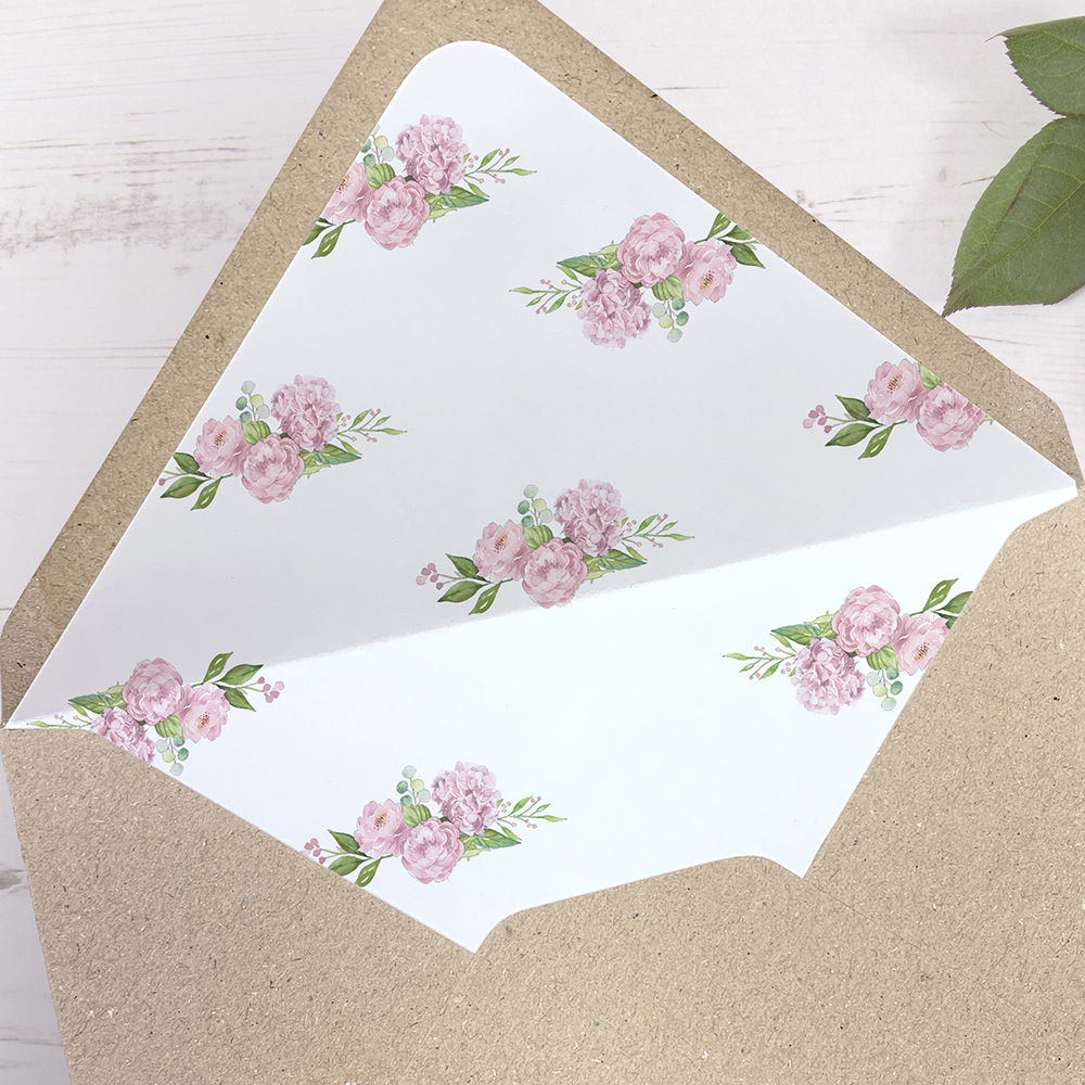 'Hydrangea' Printed Envelope Liner with Envelope