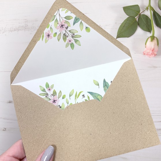 'Imogen Floral' Printed Envelope Liner Sample with Envelope