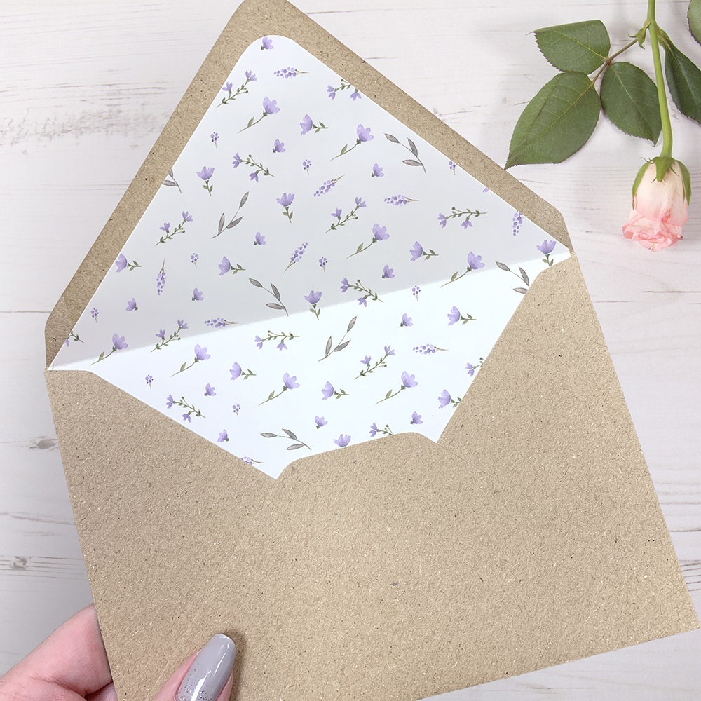 'Lavender Floral' Folded Invitation Sample