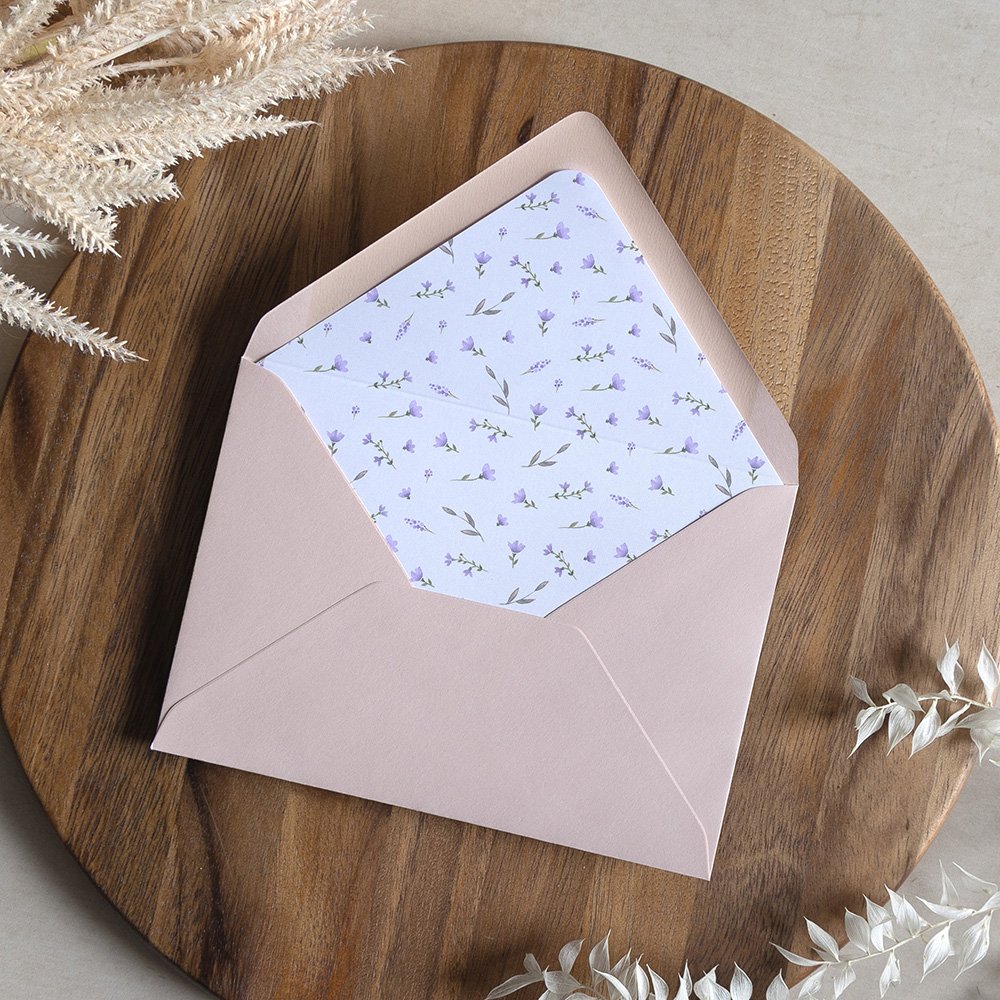 'Lavender Floral' Printed Envelope Liner with Envelope