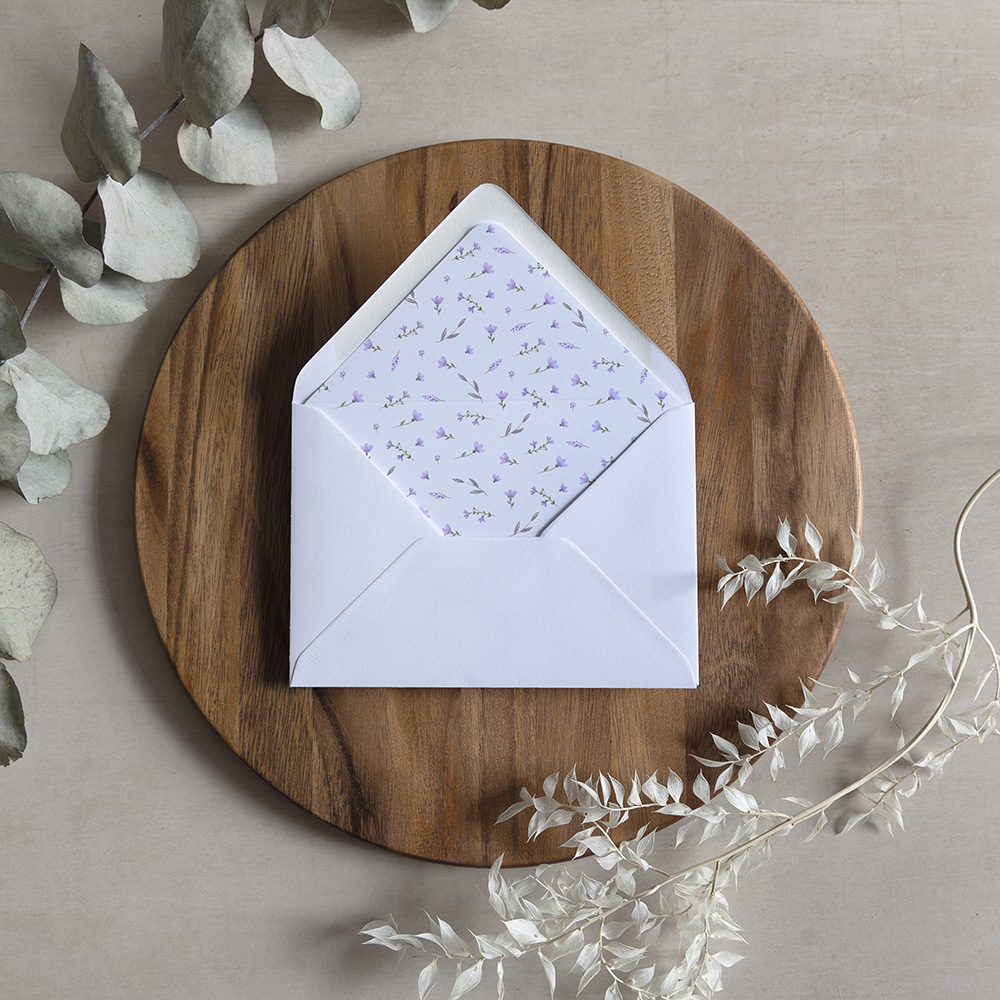 'Lavender Floral' Printed Envelope Liner with Envelope