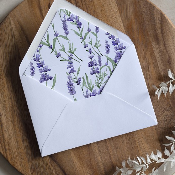 'Lavender' Printed Envelope Liner Sample with Envelope