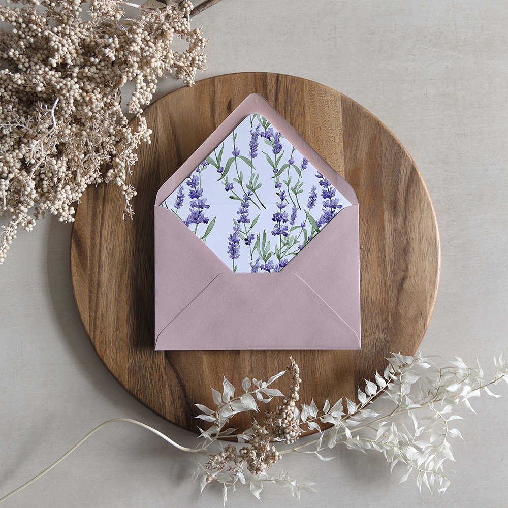 'Lavender' Printed Envelope Liner with Envelope