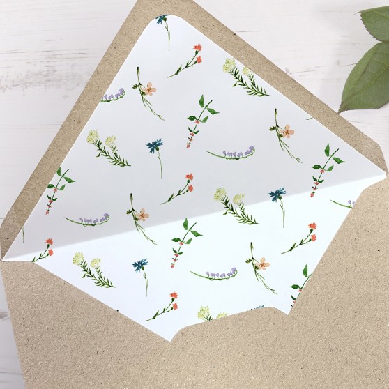 'Meadow Floral' Printed Envelope Liner Sample with Envelope