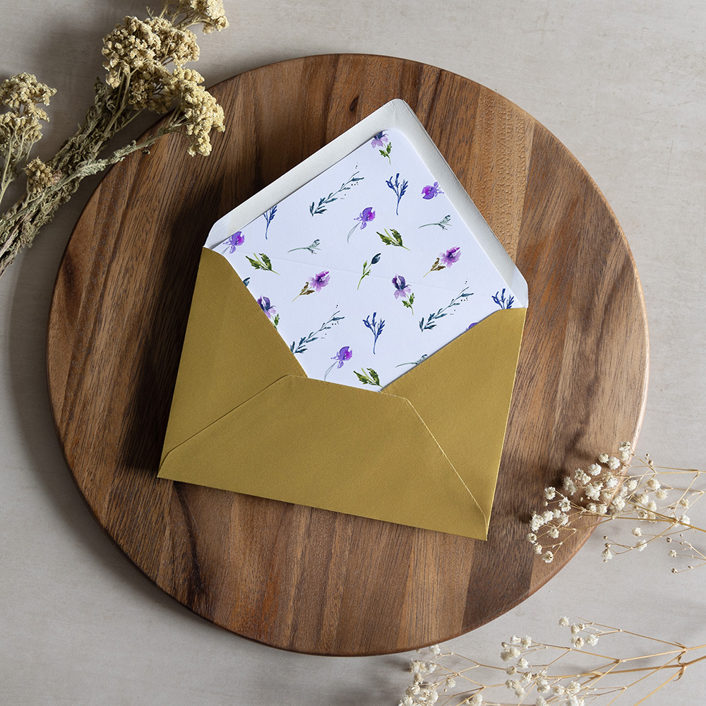 'Midnight Iris' Printed Envelope Liner with Envelope