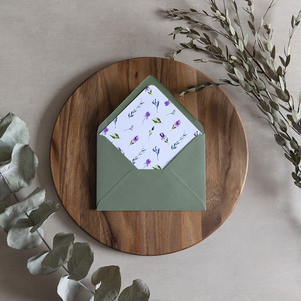 'Midnight Iris' Printed Envelope Liner with Envelope
