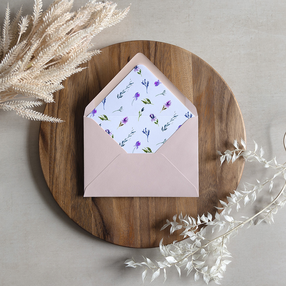 'Midnight Iris' Printed Envelope Liner with Envelope