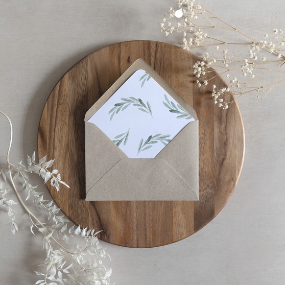 'Olive Pattern' Printed Envelope Liner with Envelope