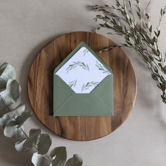 'Olive Pattern' Printed Envelope Liner with Envelope