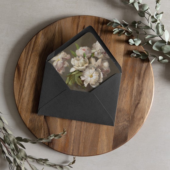 'Painted Peonies' Printed Envelope Liner with Envelope