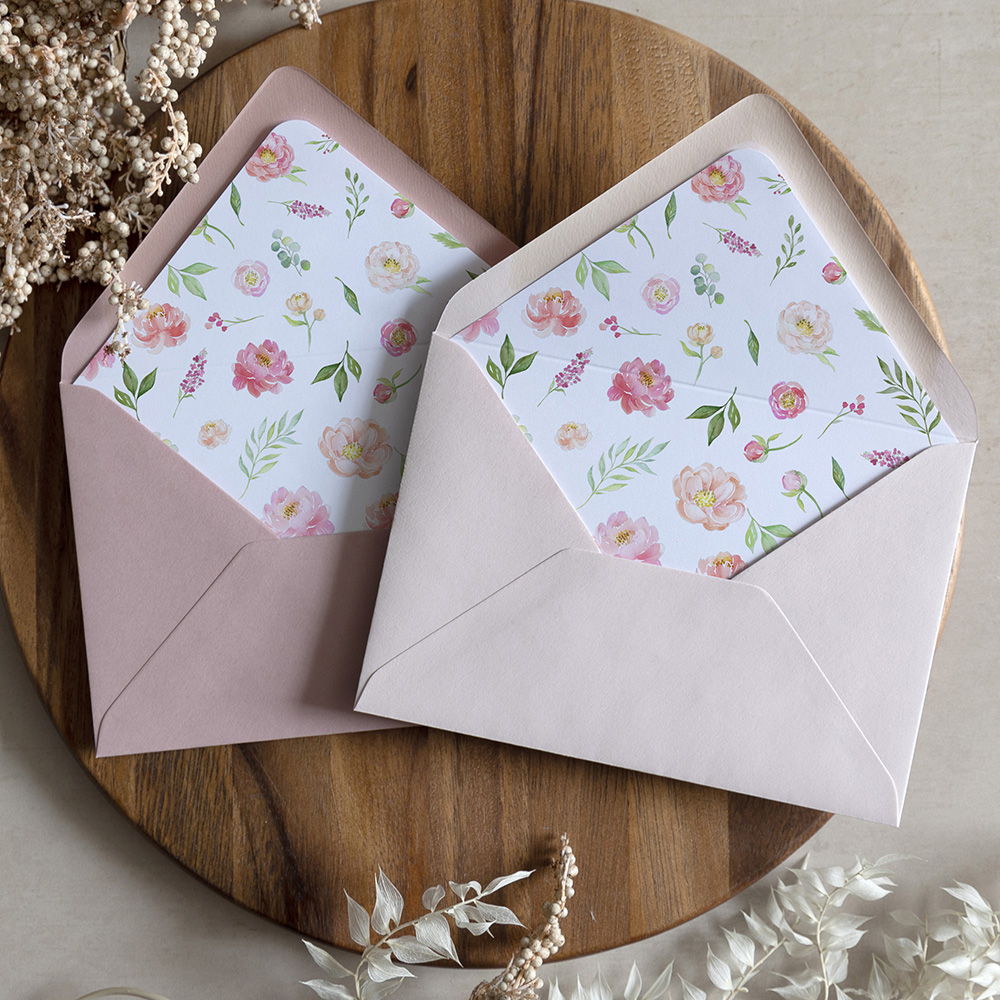 'Peony' Printed Envelope Liner with Envelope